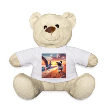 Lebendige Strandabenteuer mit Hund und Möwe - Teddy - Weiß - Vorne