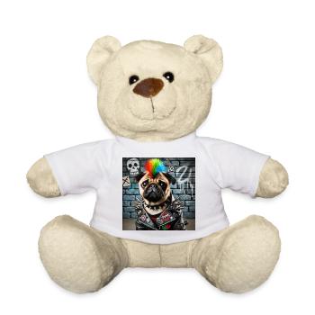 Punk Mops mit Regenbogenmähne - Teddy - Weiß - Vorne