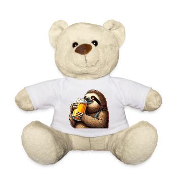 Bier Faultier Genuss Geschenk - Teddy - Weiß - Vorne