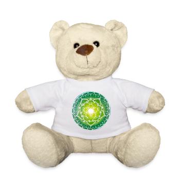 Grünes Mandala mit spirituellem Muster - Teddy - Weiß - Vorne