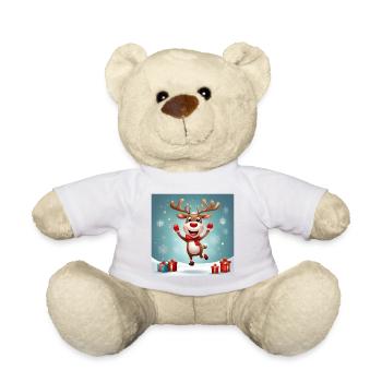 joyeux Noël, joyeuses fêtes; rennes - Nounours - blanc - Devant