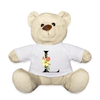 Eleganter Buchstabe 'L' mit Blumen - Teddy - Weiß - Vorne