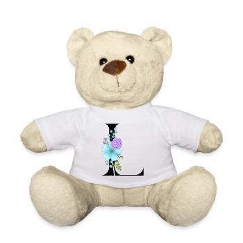 Eleganter Buchstabe 'L' mit Blumen - Teddy - Weiß - Vorne