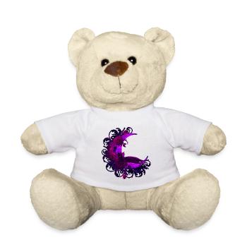 Mondsichel, Rosenblüte, Katzen motiv, Ranken - Teddy - Weiß - Vorne