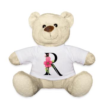 Eleganter Buchstabe 'R' mit Blumen - Teddy - Weiß - Vorne
