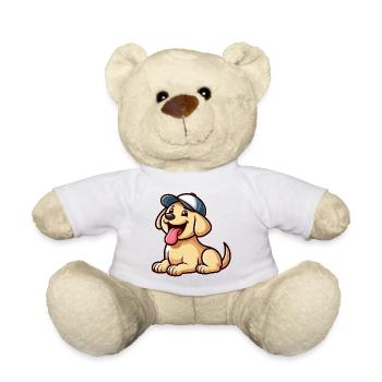Happy Little Dog with Cap - Labrador - Teddy Bear - white - Front