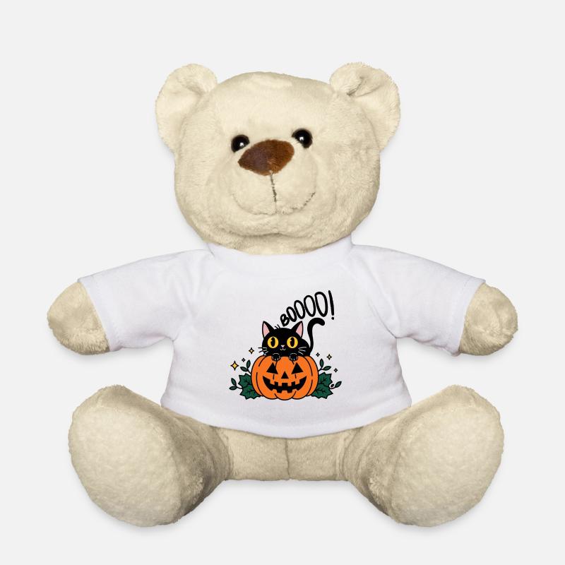 Halloween Katze Boo - Spooky Cat - Teddy - Weiß