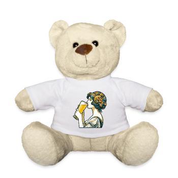 Frau trinkt Bier Weizenbier Geschenk - Teddy - Weiß - Vorne