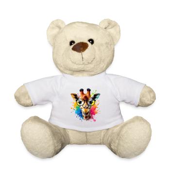 Cool Giraffe with Glasses in Colorful Splash Art - Teddy Bear - white - Front