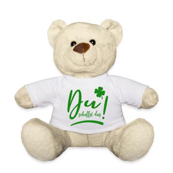 Du schaffst das! - Glücksbringer - Mut machen - Teddy - Weiß - Vorne