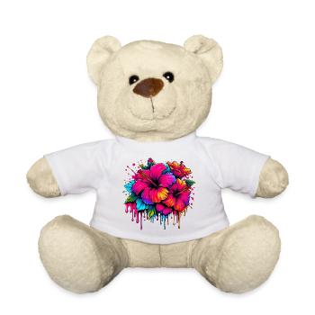 Hibiscus Flowers - Teddy Bear - white - Front
