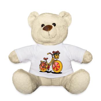 Playful Cartoon Bicycle Sticker - Teddy Bear - white - Front