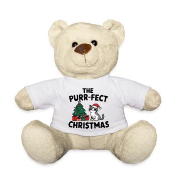 Festive Cat with Christmas Tree - Teddy Bear - white - Front