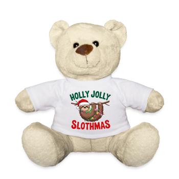 Festliches Faultier Weihnachtsdesign mit Lichtern - Teddy - Weiß - Vorne