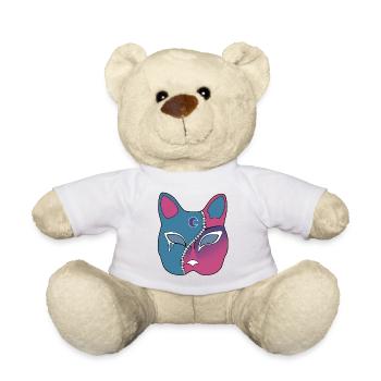 Zip Face Franken Neko Mask - Teddy Bear - white - Front