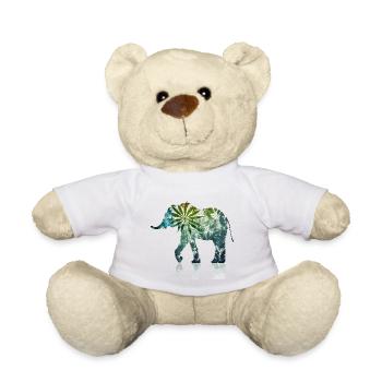 Künstlerische Intrige: Cool Weed Elefant Abstrakte Pos - Teddy - Weiß - Vorne