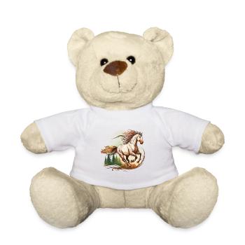 Ride with the Wind: A Majestic Horse in Motion - Teddy Bear - white - Front