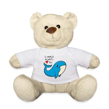 « Je baleine t’aime toujours » baleine bleue joyeuse - Nounours - blanc - Devant