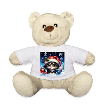 Adorable Christmas kitten. - Teddy Bear - white - Front