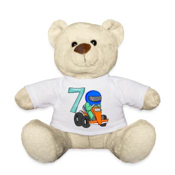 7e anniversaire motif racer - sept ans - Nounours - blanc - Devant