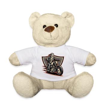 Fearless biker on a gloomy ride - Teddy Bear - white - Front