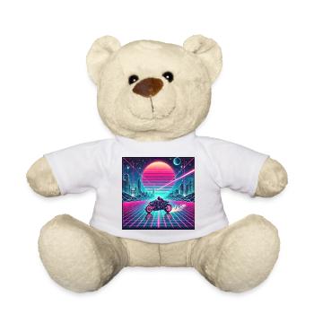 Neon Grid Odyssey – Synthwave trifft Tron Legacy - Teddy - Weiß - Vorne