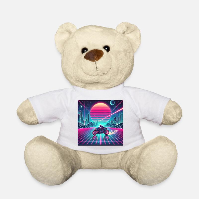 Neon Grid Odyssey – Synthwave trifft Tron Legacy - Teddy - Weiß