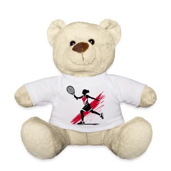 Silhouette de joueur de tennis de tennis, rouge-noir - Nounours - blanc - Devant