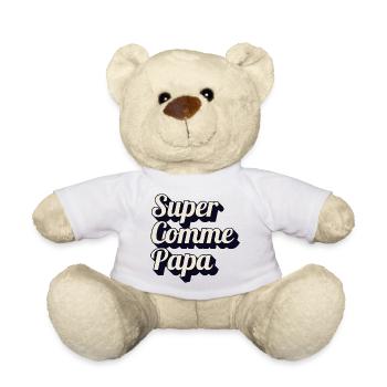 ensemble père fils vetement collection super papa - Nounours - blanc - Devant