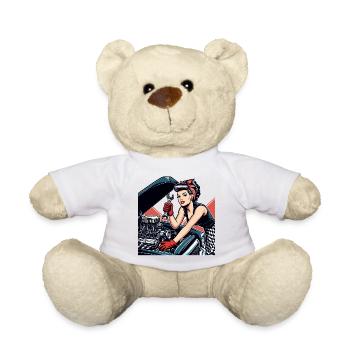 Atelier Rockabilly Réparation Automobile Cadeau Rétro - Nounours - blanc - Devant
