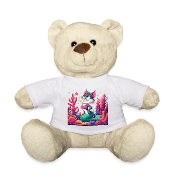 Meerjungfrau Nixe Katze Wasserkatze Geschenk - Teddy - Weiß - Vorne