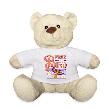 Free Bird – Colorful Retro Bird - Teddy Bear - white - Front