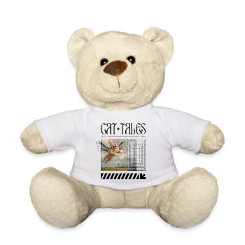 Chat volant surréaliste – Motif de chat magique - Nounours - blanc - Devant