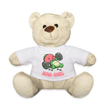 Dino Sore Gym Fitness Lifting Weights Workout Gym - Teddy Bear - white - Front