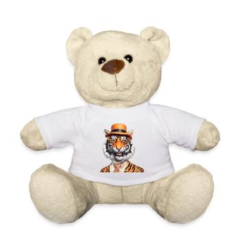 Victorian Tiger with Bowler Hat - Teddy Bear - white - Front