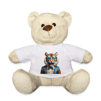 Tigre vibrant avec lunettes et costume rétro - Nounours - blanc - Devant