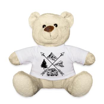 Minimalist Geometric Line Art Tee - Teddy Bear - white - Front