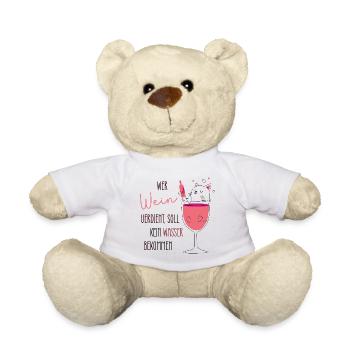 Wein Geschenk |Wein Spruch | Wer Wein verdient ... - Teddy - Weiß - Vorne