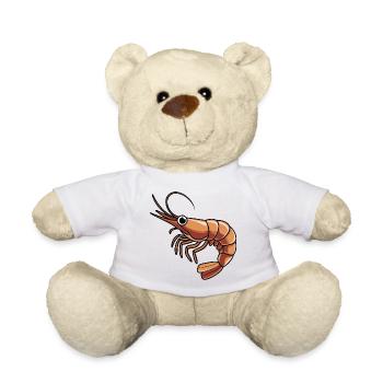 Bold Orange Shrimp Cartoon for Apparel - Teddy Bear - white - Front