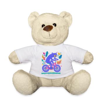 Bär auf dem Fahrrad – Buntes Abenteuer - Teddy - Weiß - Vorne