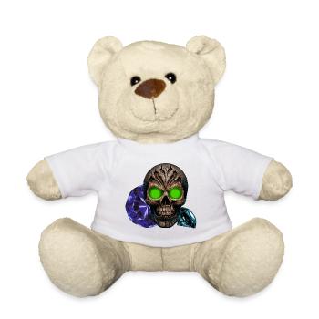 Menschenschädel, leucht augen, Brillanten, vanitas - Teddy - Weiß - Vorne