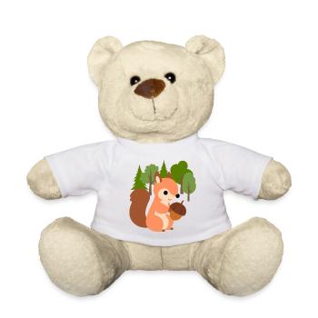 Eichhörnchen mit Nuss - Teddy - Weiß - Vorne