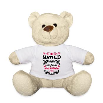 MATHÉO UN NOM UNE FIERTÉ AUCUN RIVAL - Nounours - blanc - Devant