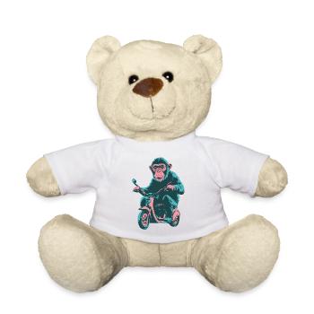 Singe cool sur un scooter rétro - Nounours - blanc - Devant