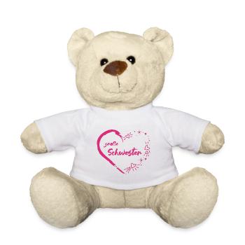große Schwester rosa pink Herz - Teddy - Weiß - Vorne