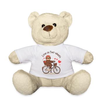 Charming Sloth on Vintage Bike with Heart Basket - Teddy Bear - white - Front