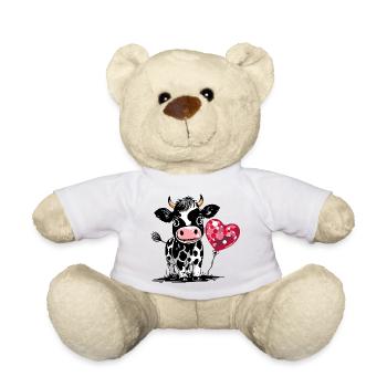 Cute calf with heart balloon - cow calf - Teddy Bear - white - Front