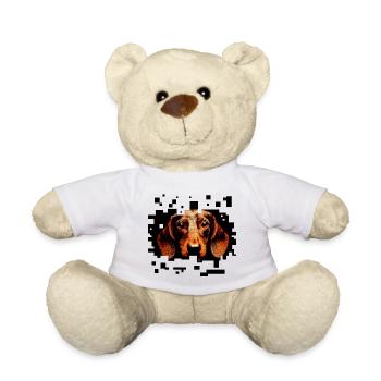 Dachshund Wirehaired Pixelart - Teddy Bear - white - Front