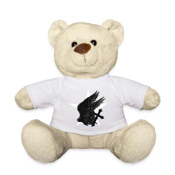 Feder Flügel seitlich, Pentagramme, Kreuze - Teddy - Weiß - Vorne