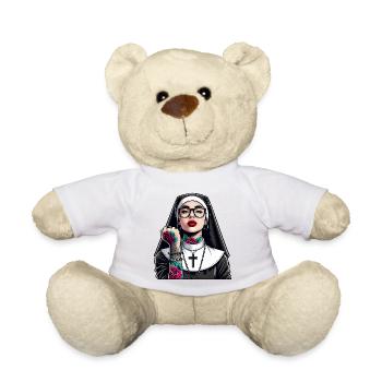 Nonne mit Tattoo - Teddy - Weiß - Vorne